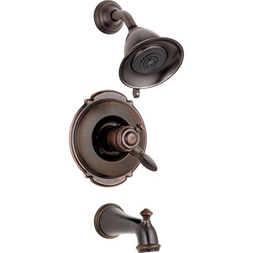 Delta Faucet Victorian 17 Series Dual-Function Tub and Shower Trim Kit with 2-Spray Touch-Clean Shower Head, Venetian Bronze T17455-RB (Valve Not Included)