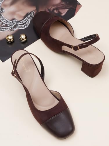 Image of TRYME Women's Mary Jane Block Heels | Single Strap Square Toe Pumps | Comfortable Chunky Heel Shoes for Office Casual Elegant Wear