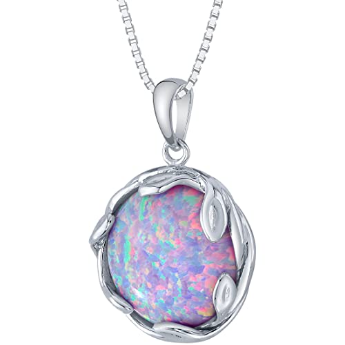 PEORA 3 Carats Created Purple Lilac Fire Opal Pendant Necklace