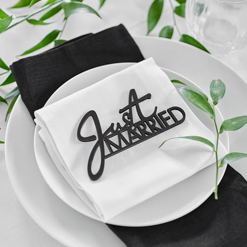 Ginger Ray Black Wooden Just Married Table Sign for Weddings - Image 2