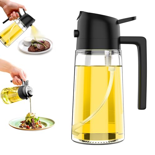 Image of Oil Dispenser Bottle for Kitchen,2 in 1 Oil Dispenser and Oil Sprayer,450ml Olive Oil Dispenser Bottle,with Comfortable Handle Design for Barbecue, Air Frying Pan, Oven and Steak Frying
