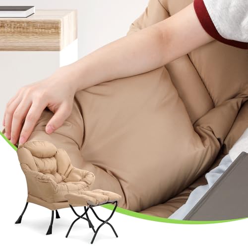 Sillón Lazy con Ottoman Plegable Beige miniatura 7