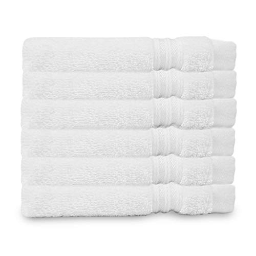 HNCmua Cotton Hand Towels - Set of 6 - Bathroom Hand Towel Set - White Towels for Gym, Salon, Spa - Soft, Light-Weight & Highly Absorbent - 11.02x11.81 Inch