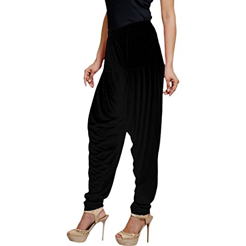 Women's Cotton Spandex Patiala Pants – Stretchable Ethnic Bottom Wear with Pleats for Casual & Traditional Outfits (Black)3