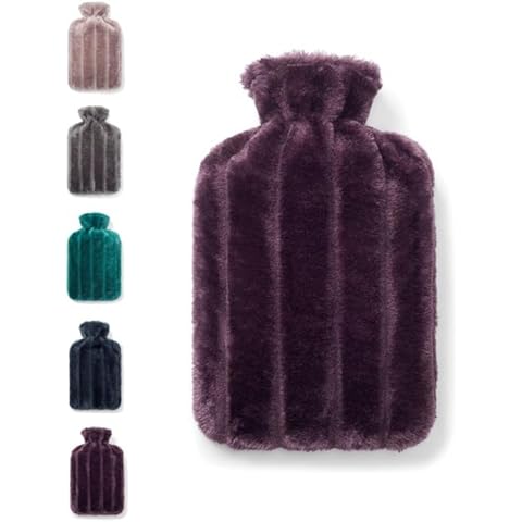 Brevian 2 Litre Large Hot Water Bottle with Faux Fur Cover Cover