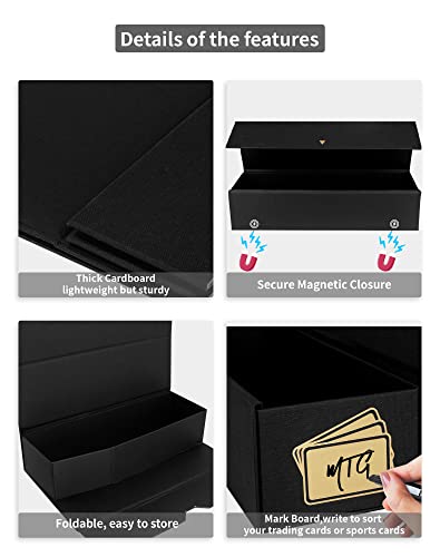 Uaono Trading Card Storage Box, Baseball Card Storage Box Holds 800+ Unsleeved Cards, Sports Card Box For Football Basketball, Playing Card Case (2-Pack, Black) #TOP4