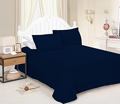 ROOEE Flat Sheets: Polycotton Flat Sheet |Top Sheet super-soft and Easy-Care Plain Dyed in Fashionable Colors | Suitable For Winter and Summer Bedding | hotel collection [Size Single Colour Black]