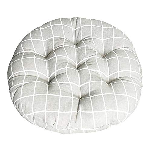 Morbuy Cuscini per Sedia Forma Rotonda, 100% Cotone Spessa Comoda Seduta Traspirante Cuscino per Pavimento per Interno ed Esterno mobili e Arredamento da Giardino (50 * 50,Griglia Grigia)