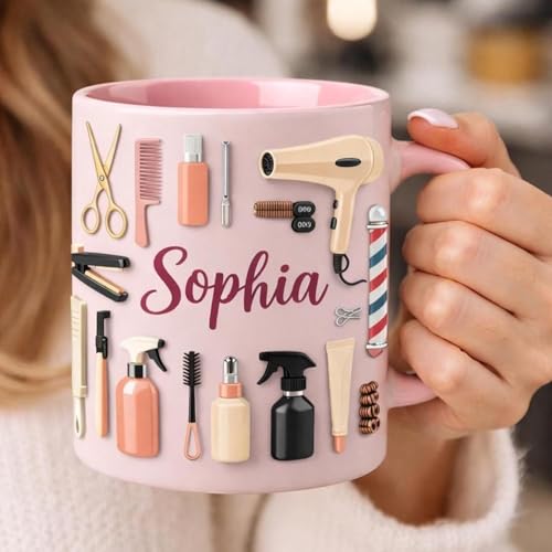 Personalized Hairdresser Gift Mug, Custom Name Salon Tools Coffee Cup