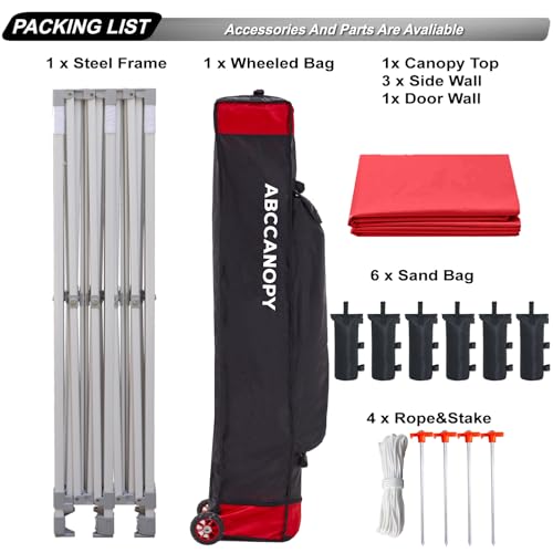 Image of ABCCANOPY Commercial Pop Up Canopy Tent with Sidewalls 8X16,Red