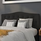 BizChair Tufted Upholstered Queen Size Headboard in Black Fabric