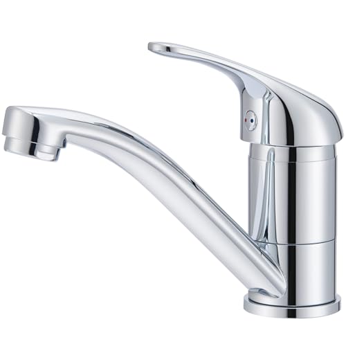 HanCrobiyx Robinet Salle de Bain Mitigeur Lavabo Chromé, Petit Robinet Lave Main Acier Inox, Aérateur Amovible, Chaud et Froid Réglable, Hauteur de Bec de...