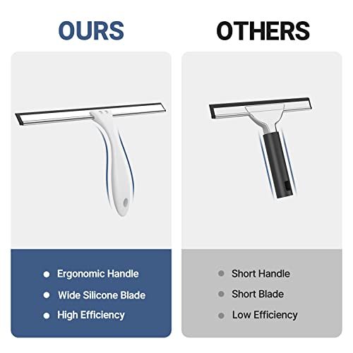 Image of AmazerBath Squeegee for Shower Glass Door, Shower Squeegee for Glass Doors - All-Purpose Squeegee with Hook for Shower Doors, Windows, Mirrors, Tiles and Car Glass, 12 Inches (Pack of 3)