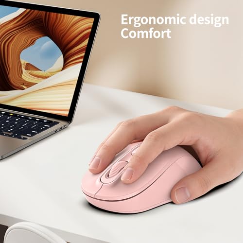 Image of Wireless Mouse, 2026 New Model, Silent Click Ergonomic Design, Portable, 4 Buttons, Adjustable DPI (800 /1200 /1600), for Laptop /PC /Office (Pink)