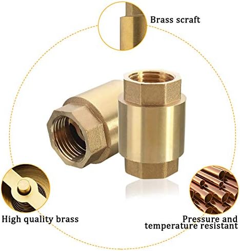 HJFH Non Return Check Valve Single 1" inch BSP Solid Brass Spring Pump for Connection to Water, Oil, Steam and Other Media (DN25)