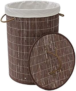 Raxter Washing Basket, Large Collapsible Laundry Basket with Lid & Removable Lining Bags, Bamboo Corner Laundry Hamper Bin with Durable Handles, Dirty Clothes Laundry Baskets for Bedrooms & Bathrooms