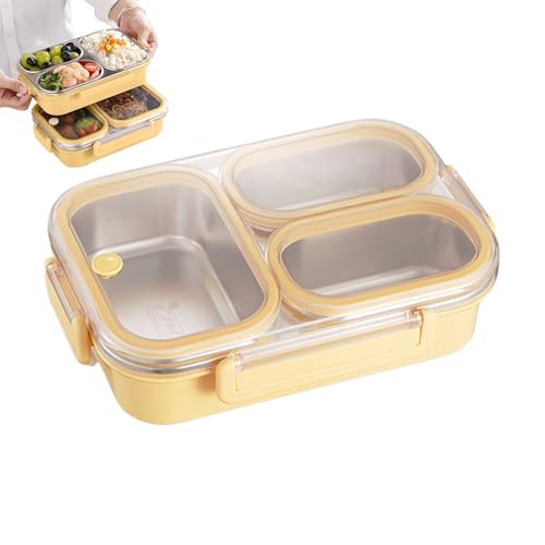 3コンパートメントポータブルランチケース24*17*6.5cm |ステンレススチールディナーボックス | ランチコンテナ | 子供用 食事の準備 仕事 旅行 ピクニック デイケア 幼稚園 飛行機 車内ディナー