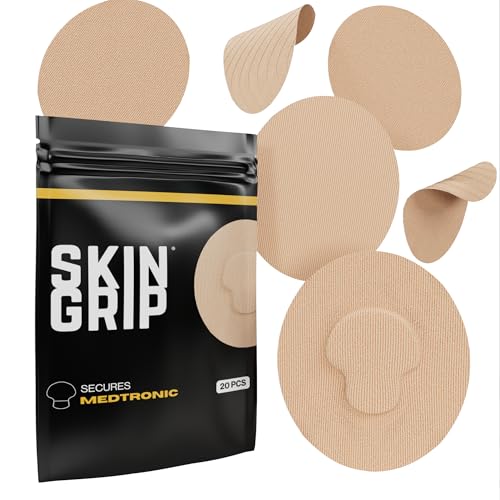 Skin Grip CGM Sensor Patches Compatible with Medtronic Guardian (20-Pack) Waterproof & Sweatproof for 10-14 Days Pre-Cut Adhesive Tape Continuous Glucose Monitor Patch Tan