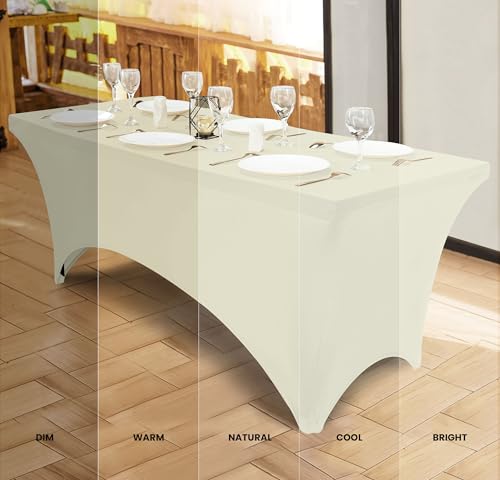 image for Utopia Kitchen Spandex Tablecloth 2 Pack [8FT, Ivory] Tight, Fitted, W