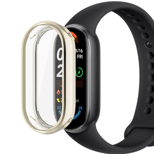 For Xiaomi Smart Band 9/9 NFC �P�[�X �V���I�~ �X�}�[�g�o���h9 �S�ʕی�P�[�X �yKibnco�z ���b�L�d�グ TPU �\�t�g ���y�� �ϏՌ� �E���ȒP �J�o�[ Xiaomi Band9 (�S�[���h)