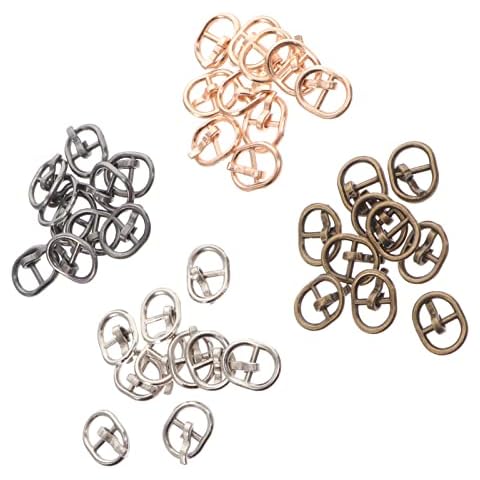 Milisten 40pcs Sewing Mini Buckles Metal Slide Buckle Adjustable Shoe Button DIY Patchwork Buckle for Doll Clothes Shoes Bags Belt Craft Accessories Cover