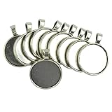 10 colgantes de cabujón redondo en blanco con base de bandeja de 25 mm,...