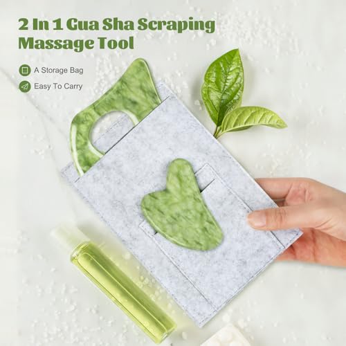 Image of airogym Jade Stone Gua Sha Massage Tool Set, Gua Sha Muscle Scraper Tool,Scar Tissue Tool,Physical Therapy Tools,Muscle Soft Tissue Scraping Tool,Guasha Massage Scraper,Fascia Scraper Massage Tool