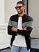 Runcati Mens Full Zip Cardigan Sweater Casual Knit Stand Collar Cardigan Slim Fit Color Block Fall Winter Sweaters Black