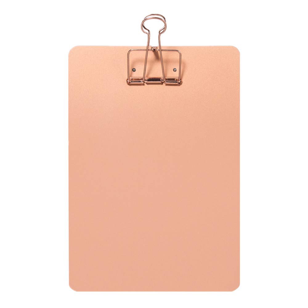 A5 Rose Gold Clipboard, Metal Menu Clip Board with Binder Clip, Folder Plate Writing Splint Paperboard Drawing Board Office Stationeries Supplies (Rose Gold)
