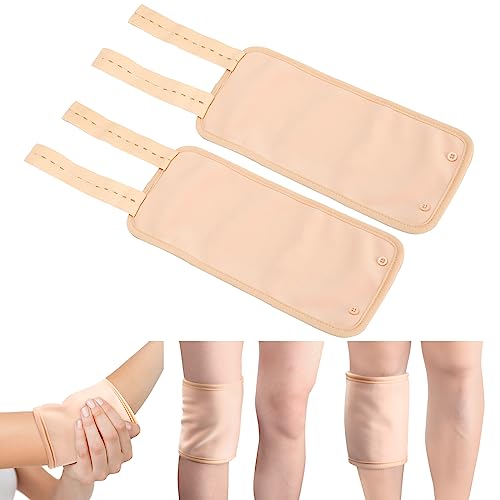 Tiga 2 Pack Castor Oil Wrap - Reusable Organic Thyroid Castor Oil Patch for Knee, Calf, Knee to Improve Circulation (Oil Not Included), Khaki