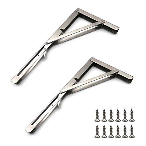 NUZAMAS Set of 2 14" Folding Shelf Brackets, 14 inch Foldable Shelf Brackets, Building Fold Away Shelves, Tables, Benches, for small spaces, homes, apartments, laundries, caravans and the office Cover