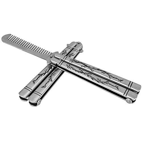 Practice Butterfly Knife Comb Trainer - 1pcs Dragon Totem Stainless Steel Practice Comb Knife Trainer Survival CSGO Game Balisong Training Tool