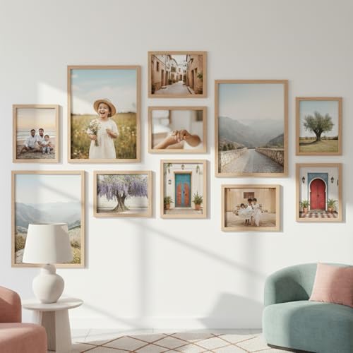 Image of HOTHOUSE Photo Frame For Wall Decor | Collage Picture Frames For Wall Decor | Aesthetic Rectangular Photo Frames For Home Decor Office Livingroom Bedroom | Set of 11 (BROWN, Combo-3)