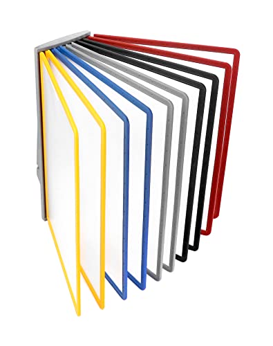 QWORK Wall Display Board System, 10 Pocket 8.5 x 11 Display Panels, Multicoloured Document Holder for Exhibition Halls, Restaurants, Offices, Public Places