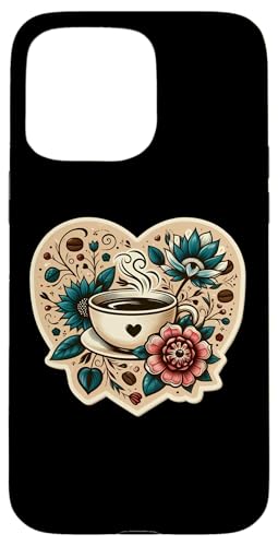 Taza de café Floral I Love Heart Lover, chocolate caliente, té, cacao Carcasa para iPhone 15 Pro Max