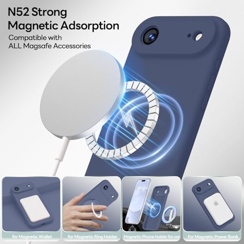 Image of LOVE 3000 Designed for iPhone Air Case, Premium Silicone [Compatible with Magsafe][Soft Anti-Scratch Microfiber Lining] Shockproof Protective Phone Case for Men Women 6.5 inch, Navy Blue