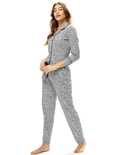 Image of LOTIK Women's Cotton Geomatric Printed Shirt & Payjama Nightsuit Set