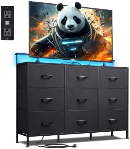 Maximize Bedroom Storage with These Creative Solutions WLIVE Black Dresser TV Stand 9 Drawers, Fabric Chest of Drawers L...