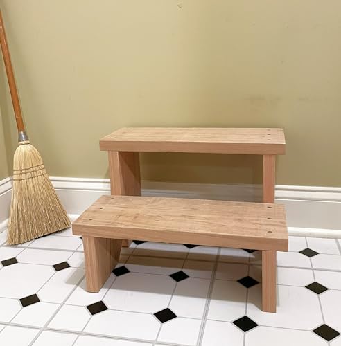 Generic Classic Amish Reclaimed Wood Two-Step Stair/Step Stool. Natural, Rustic,