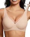 Happriue Seamless Jelly Bra for Women, Wireless T-Shirt Bra with Jelly Bar Support, Soft Full Coverage Bra, No Show Under Clothes (UK, Alpha, L, Regular, Regular, Skin Color)