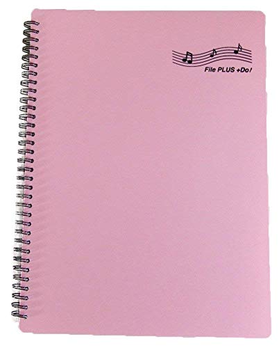 FILE PLUS DO Folder for Musicians, Sheet Music Folder, Band Folder, Writable, Spiral-Bound, US Letter / A4 Size, 30 Sleeves, 60 Pages (Pink)
