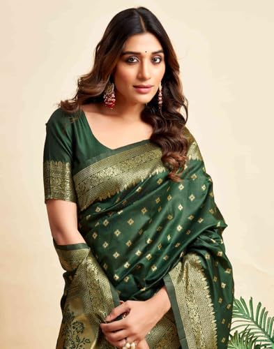 Image of C J Enterprise Women's Banarasi Saree Pure Kanjivaram Style Silk Saree With Blouse Piece for Wedding (Pari-160)