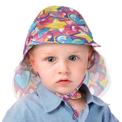 Graffiti Art Hearts Stars Sweet Infant Toddler & Kids Beach Hats Baby Boys' Hat Baby Girls' UPF 50 Neck Flap Traveling Swim2