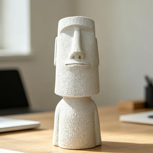 3 Color Options Moai Head Planter & Vase - Easter Island Resin Tiki Statue Sculpture Multi-Use Decor for Boho Coastal Modern Home Office Garden Patio