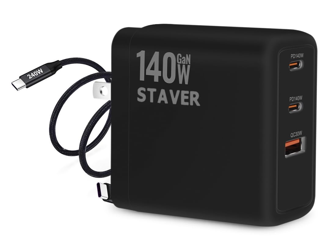 リチウム充電器 10000mAh 超高速充電 type-cケーブル セット PD Amazon | PD 充電器 【GaNFastⅢ 2m240W Type-Cケーブル】折畳み