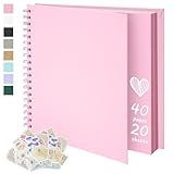 Remowith 8X8 Inch DIY Scrapbook Photo Album, Kraft Blank Paper Scrap Book 40 Pages Memory Book for Wedding Family, Pink