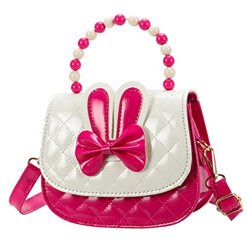 Borsa Tracolla Per Bambine Con Orecchie Di Coniglio e Fiocco Leggera e Spaziosa Con Manico Di Perline Perfetta Per Uso Quotidiano e Occasioni Speciali