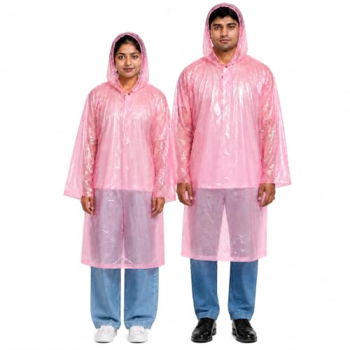 Image of Robustt Disposable Rain Card for Unisex | Pocket Raincoat for Travel | Waterproof Disposable Raincoat with Hood | Universal Fit Knee Length Raincoat for Men & Women | Emergency Rain Poncho