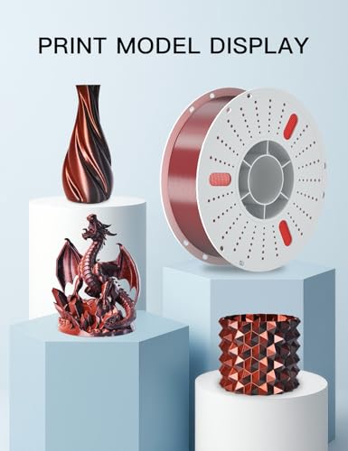 Image of PINBALL Silk PLA 3D Printer Filament 1.75mm, Shiny Silk Dual Color 3D Printing Filament, PLA Filament Dimensional Accuracy + /- 0.02mm, 1 KG Silk Dual Color Black-Red