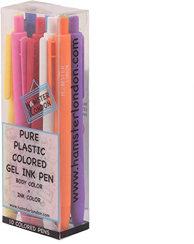 Image of HAMSTER London Pure 10 Coloured Gel Ink Pen, Gel Ink Pens, Color Ink Pens, Pen for Gift, Pack of 10